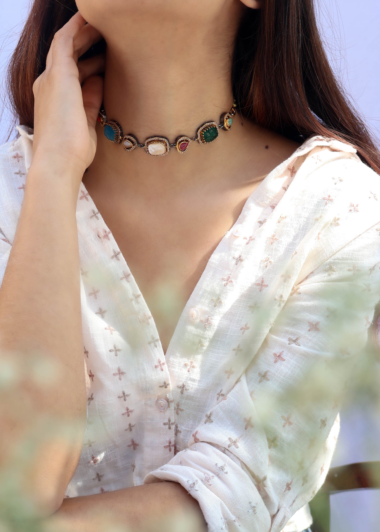 Rae Multicolored Choker Necklace