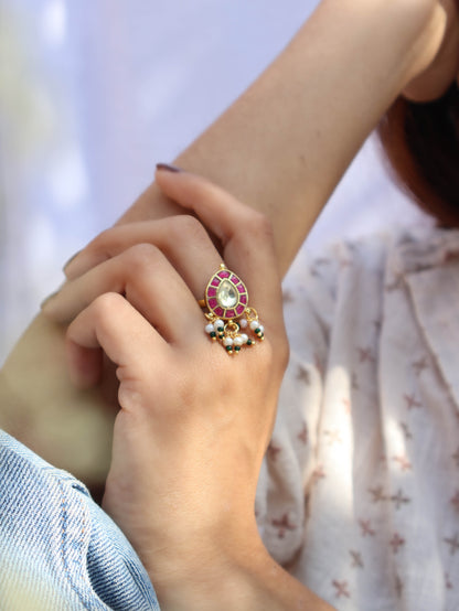 Della Pink Kundan Ring