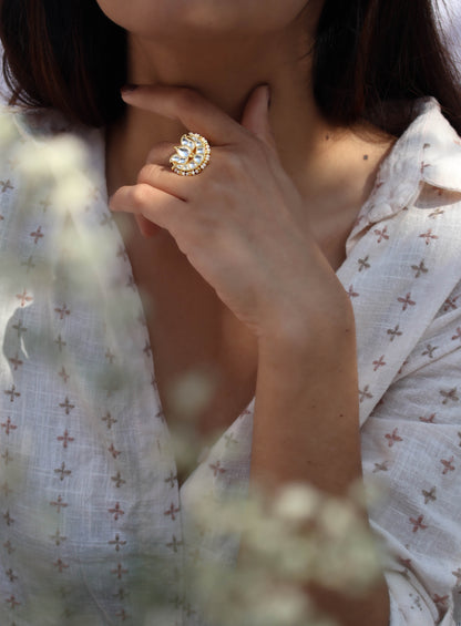 Zoey Lotus Kundan Ring