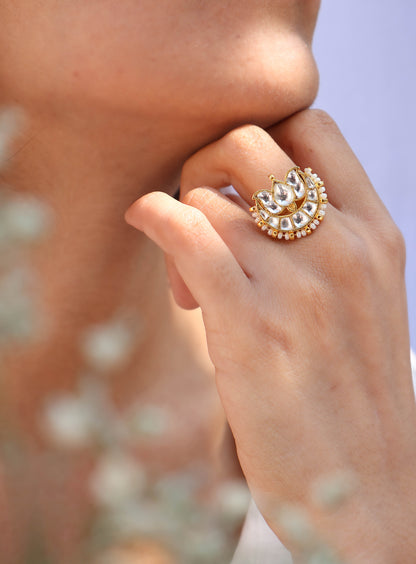 Zoey Lotus Kundan Ring