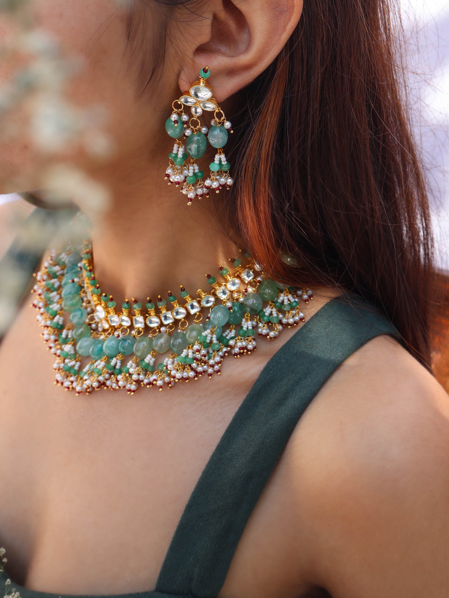 Sehej Mint Green Necklace Set