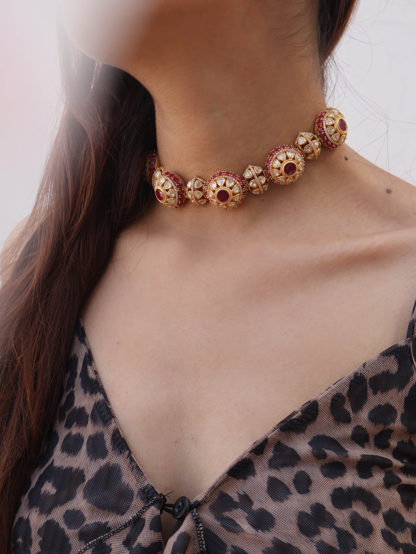 Sheen Kundan Red Choker Necklace