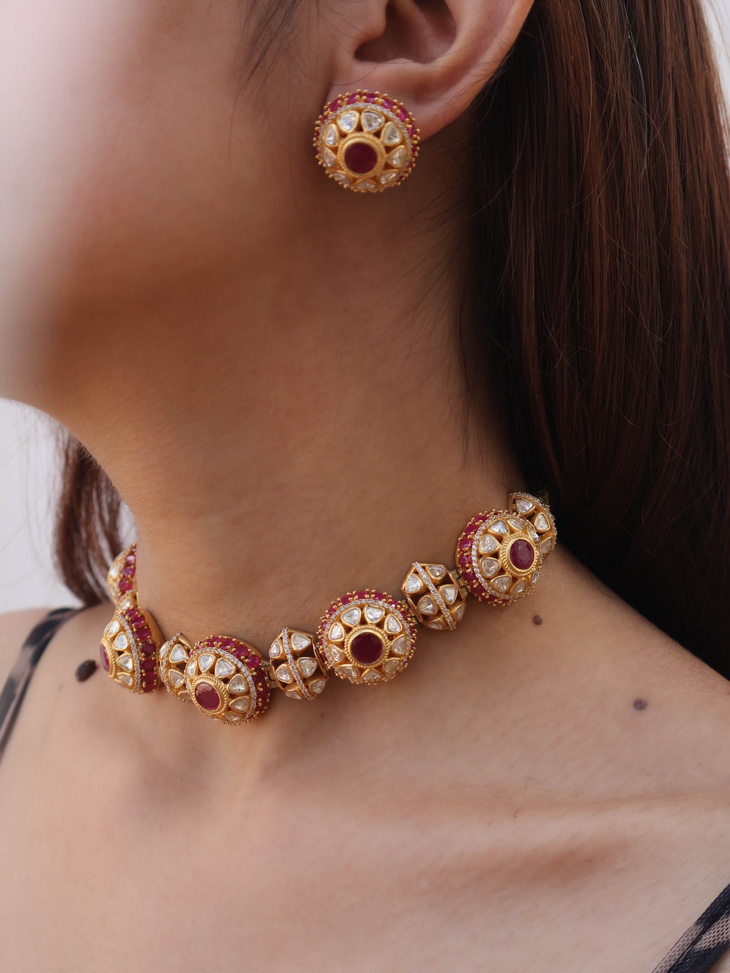 Sheen Kundan Red Choker Necklace