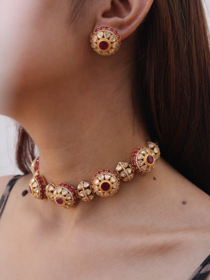 Sheen Kundan Red Choker Necklace