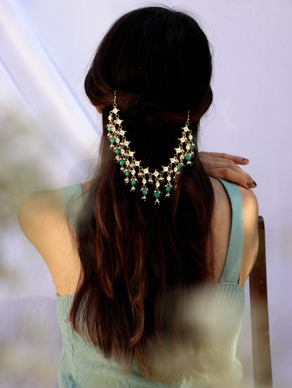 Malta Green Kundan Hair Accessory