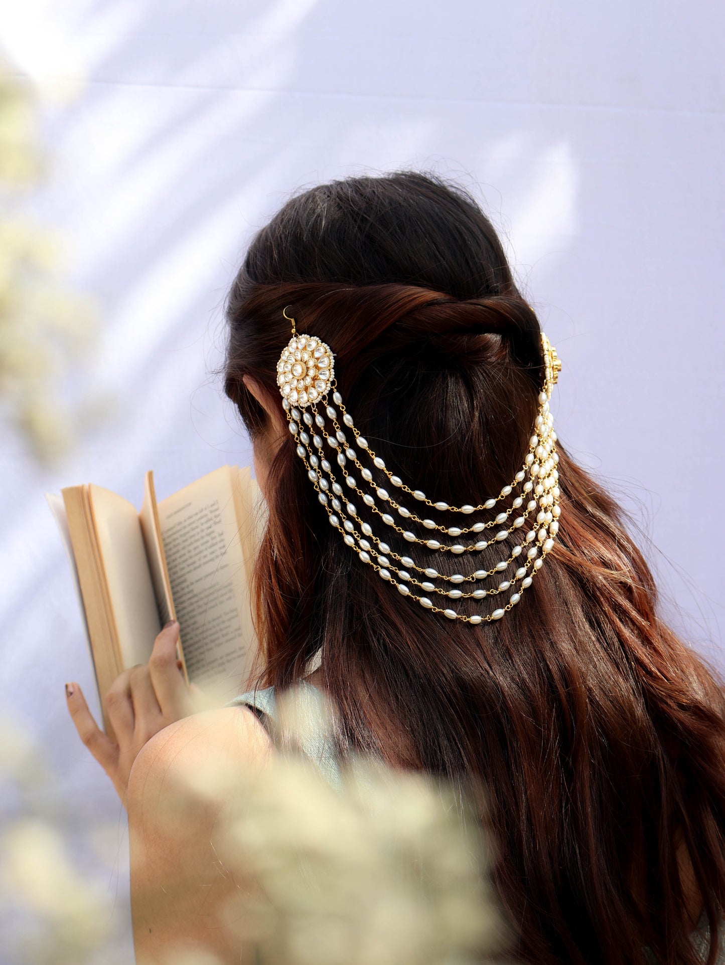 Lama Kundan Pearl Hair Accessory