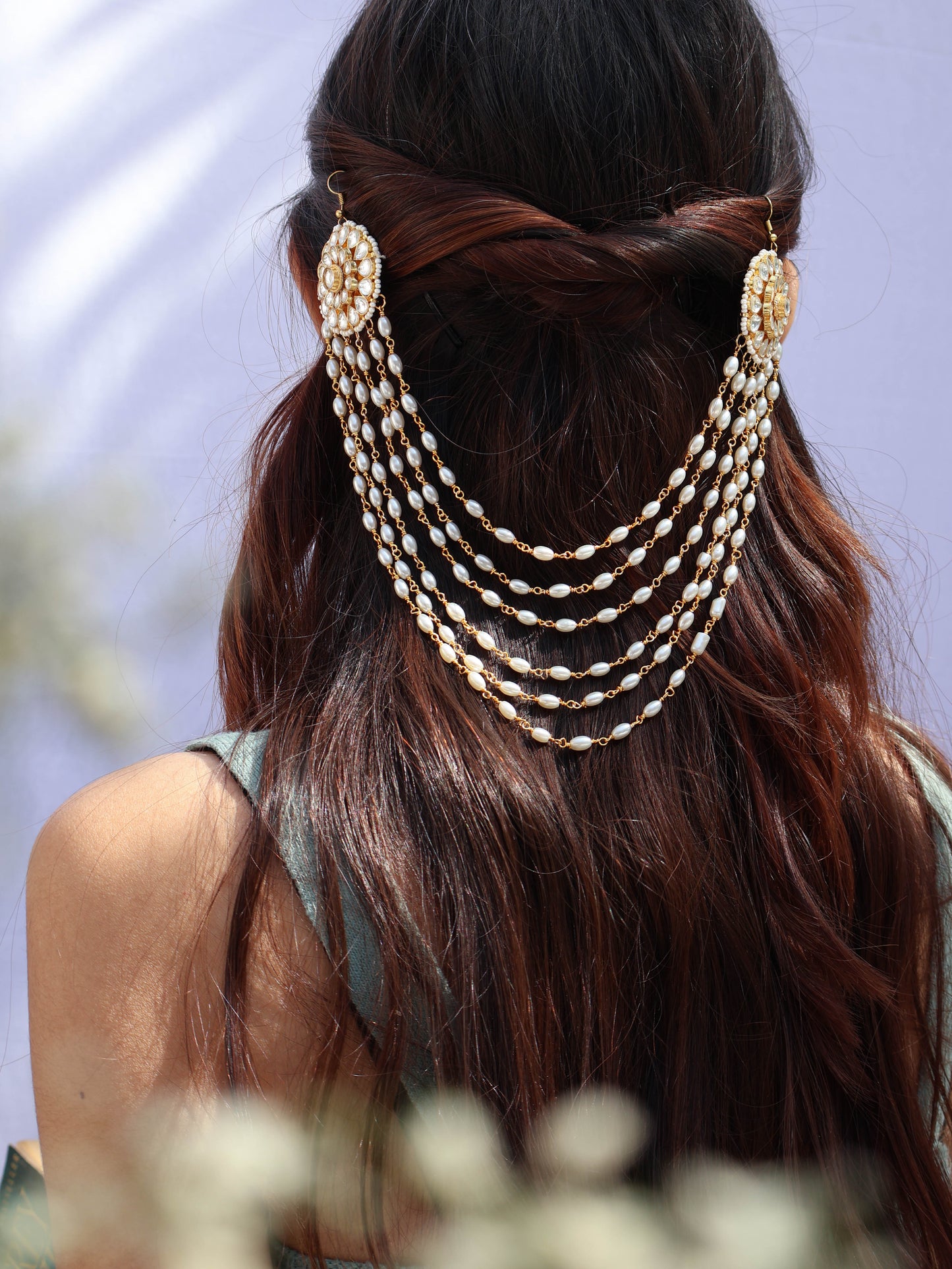 Lama Kundan Pearl Hair Accessory