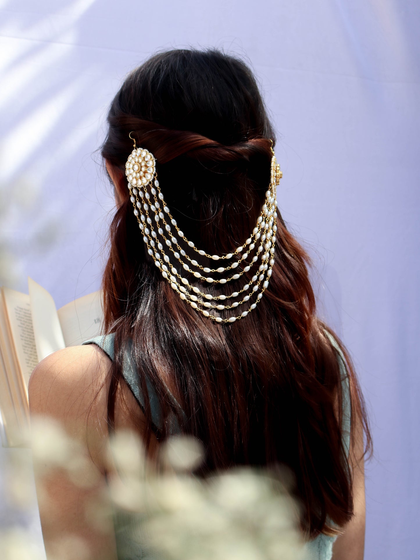 Lama Kundan Pearl Hair Accessory