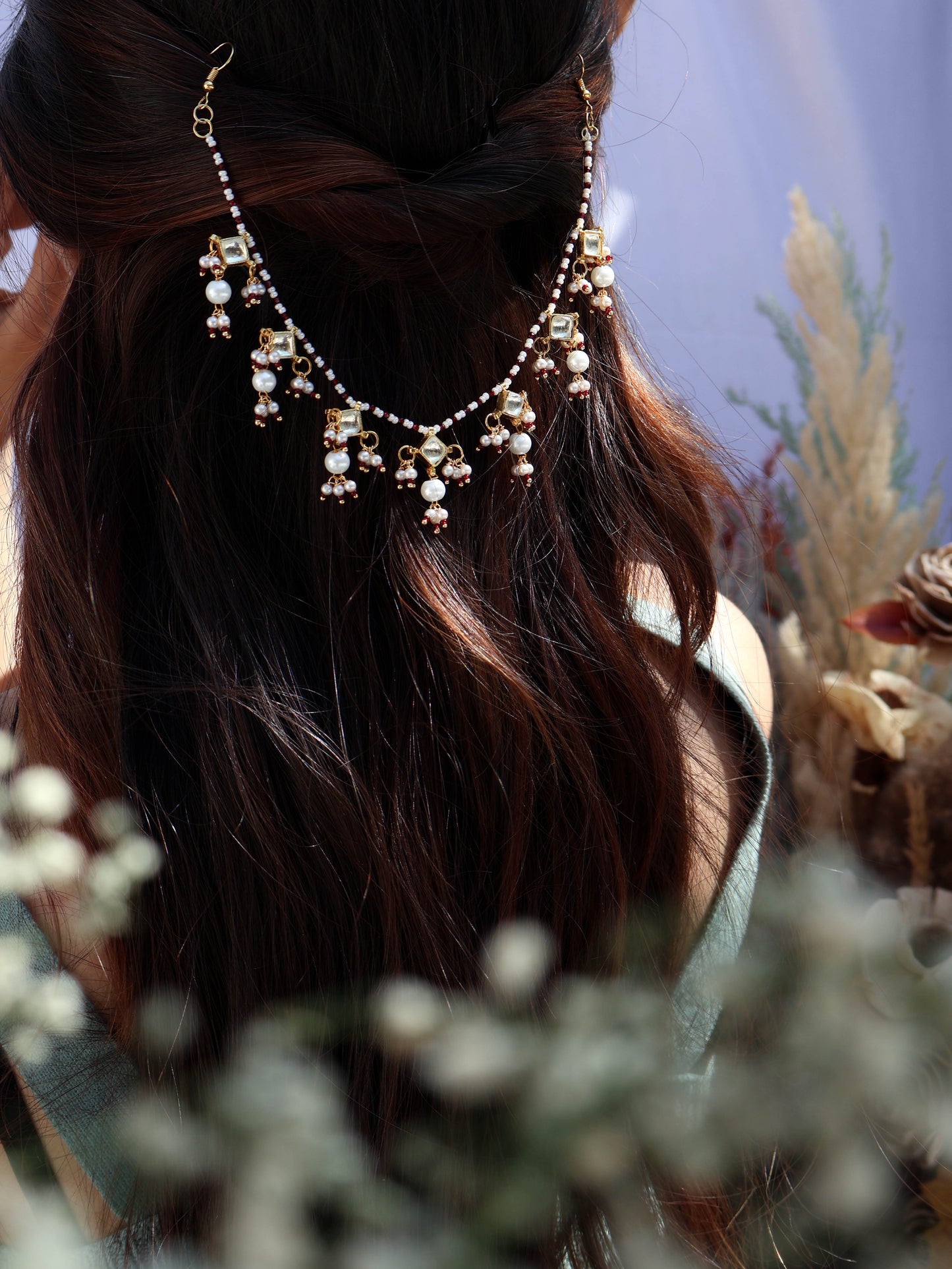 Hiza Red Pearl Hair Accessory