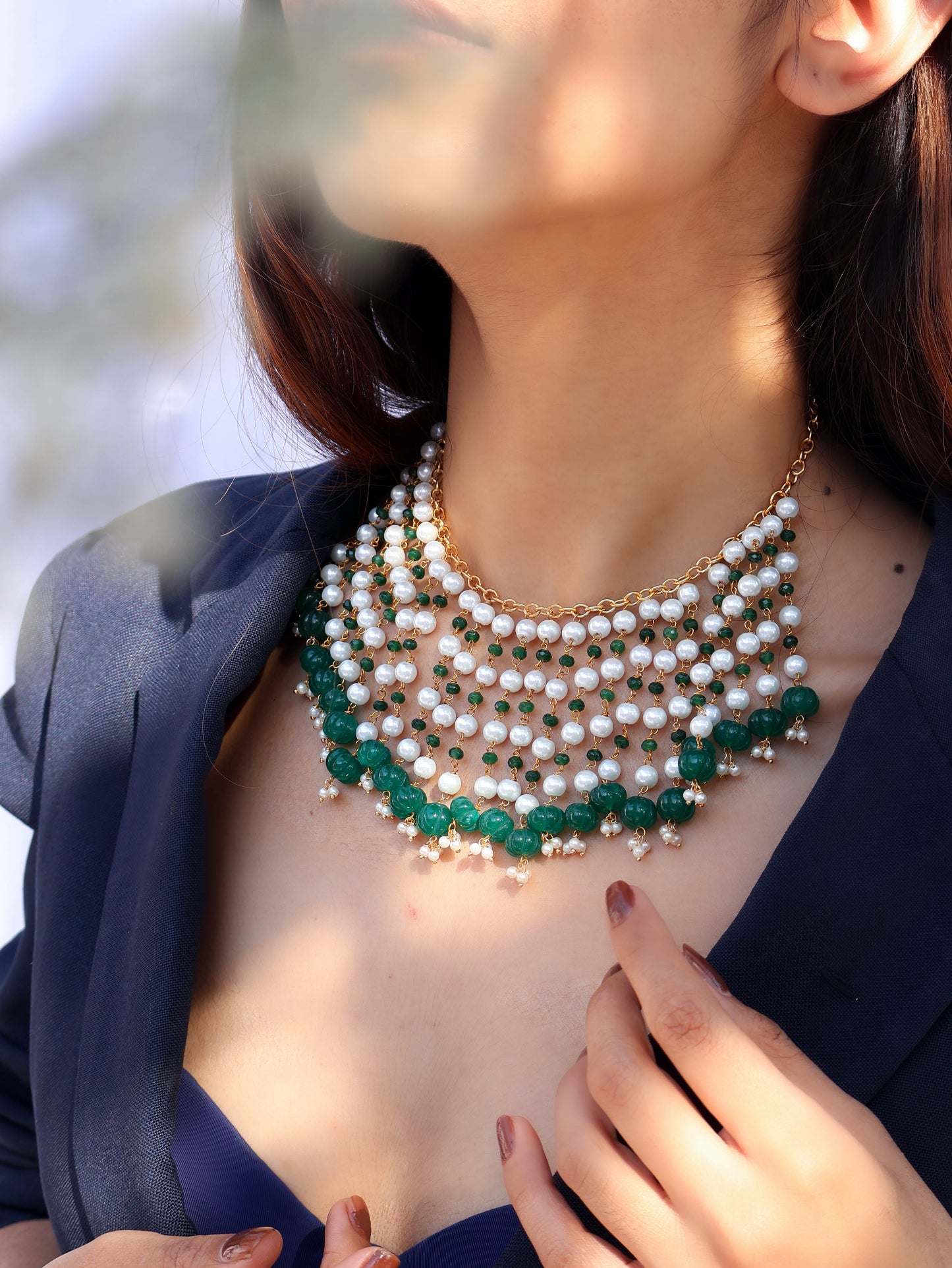 Astoria Pearls Green Necklace