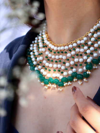 Astoria Pearls Green Necklace