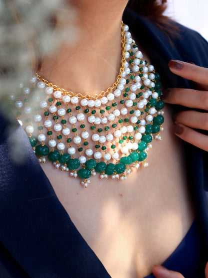 Astoria Pearls Green Necklace