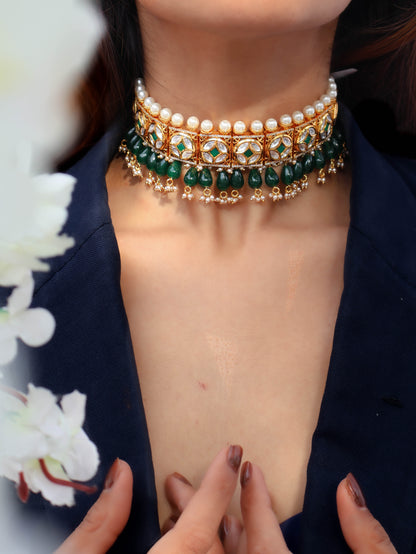 Jiva Green Kundan Choker Necklace