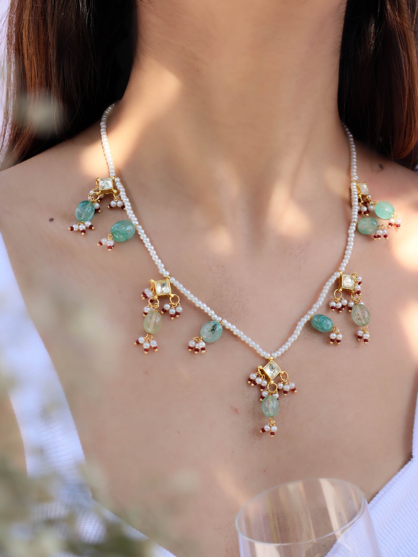 Luft Mint Green Kundan Necklace