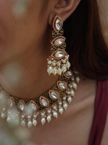 Eira Green Polki Necklace Set