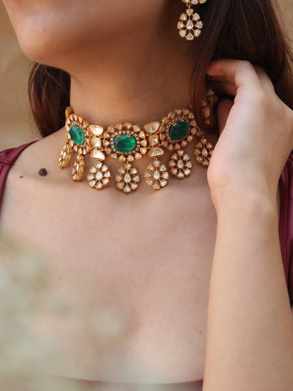 Urvi Green Polki Necklace Set
