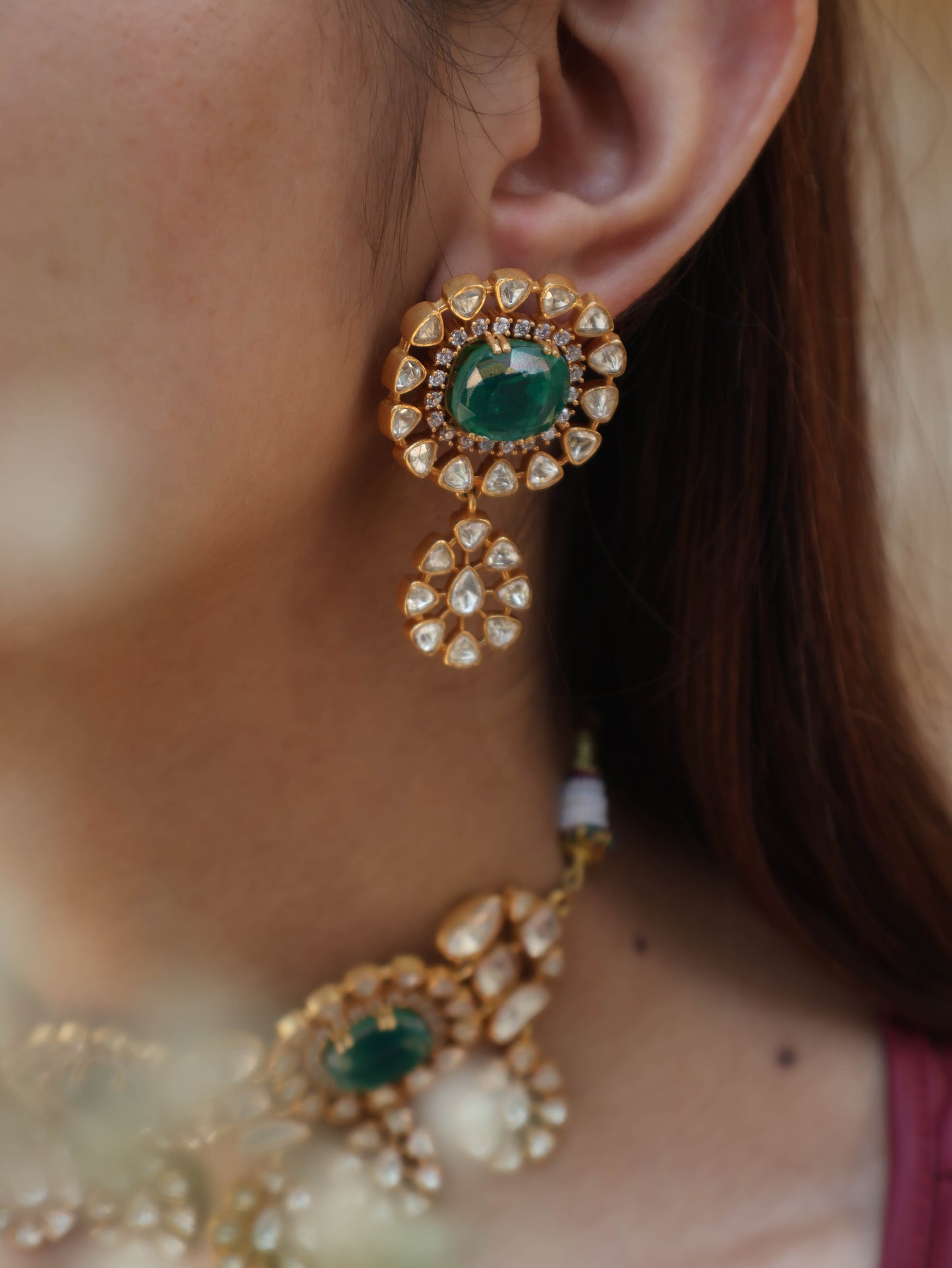 Urvi Green Polki Necklace Set