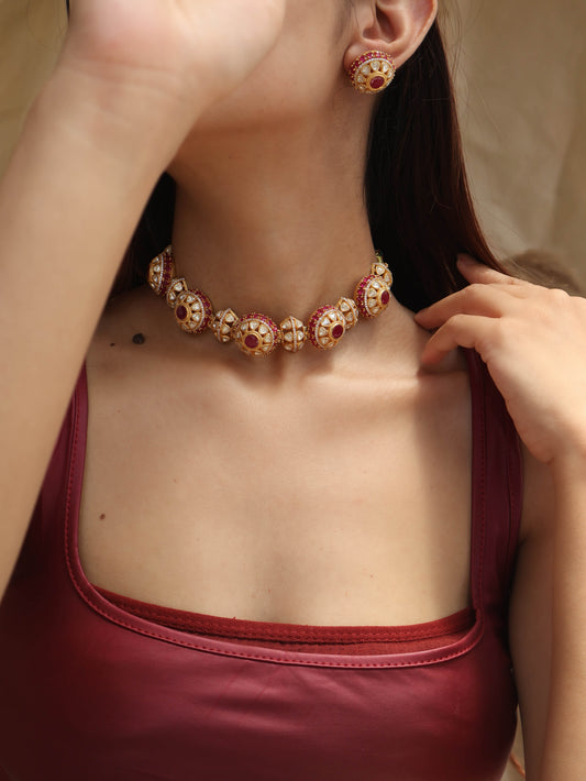 Sheen Kundan Red Choker Necklace