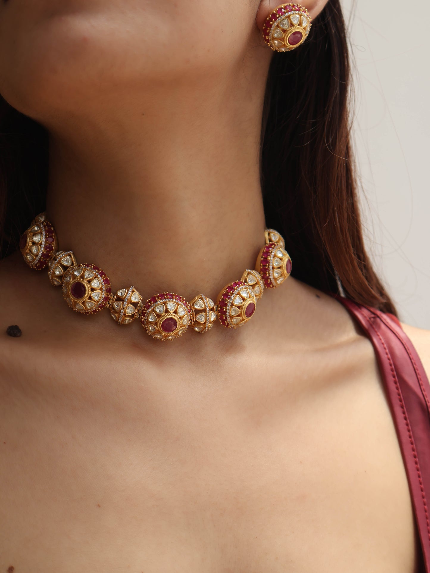 Sheen Kundan Red Choker Necklace