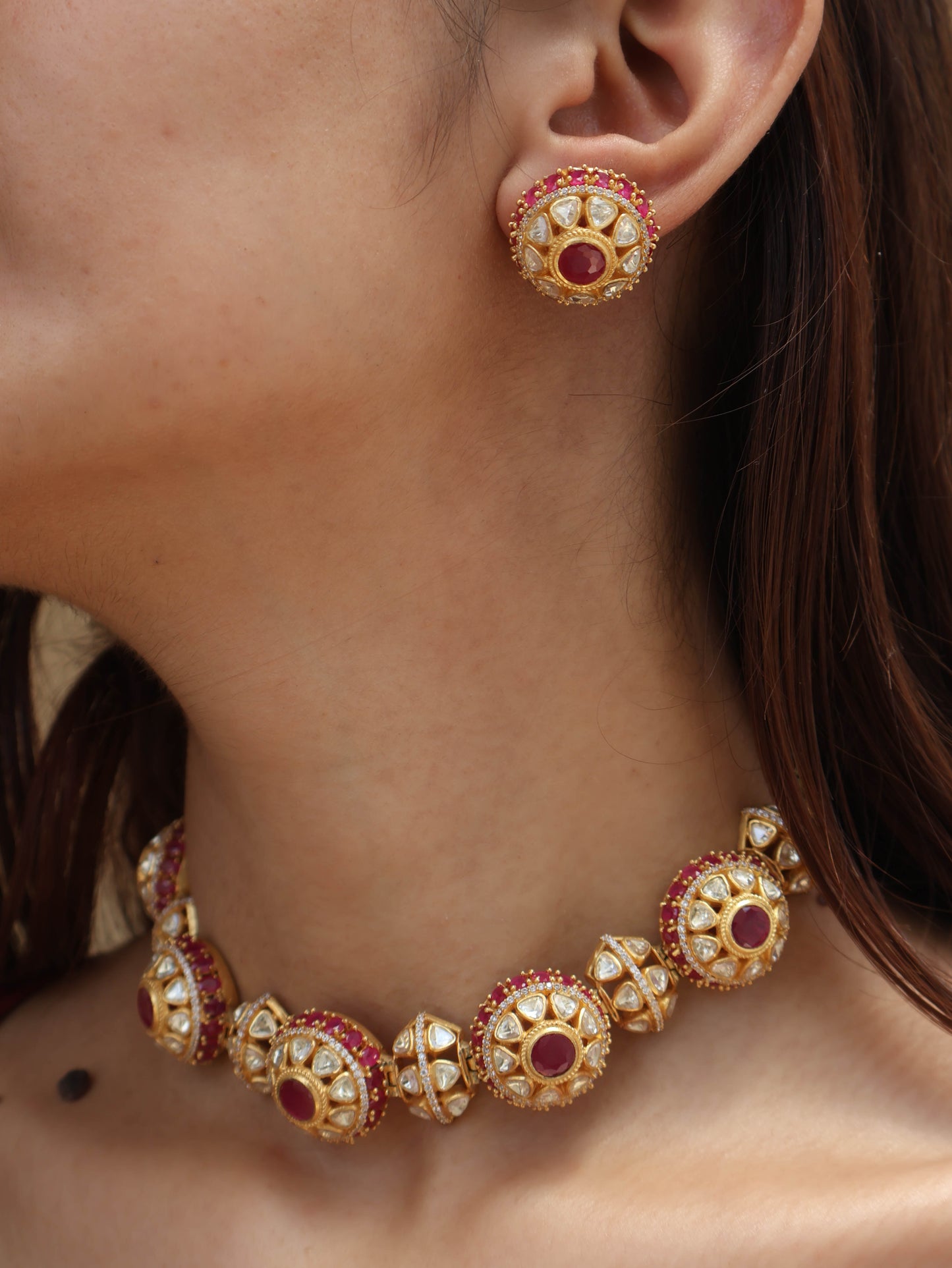 Sheen Kundan Red Choker Necklace