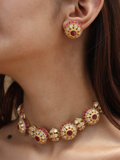 Sheen Kundan Red Choker Necklace