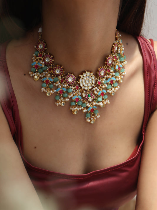 Vaadra Multicolored Kundan Necklace