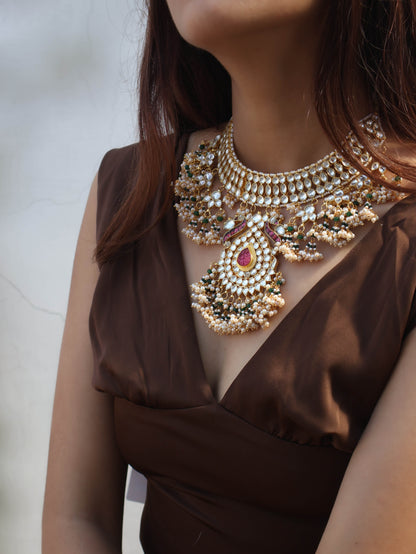 Savannah Red-Green Kundan Necklace