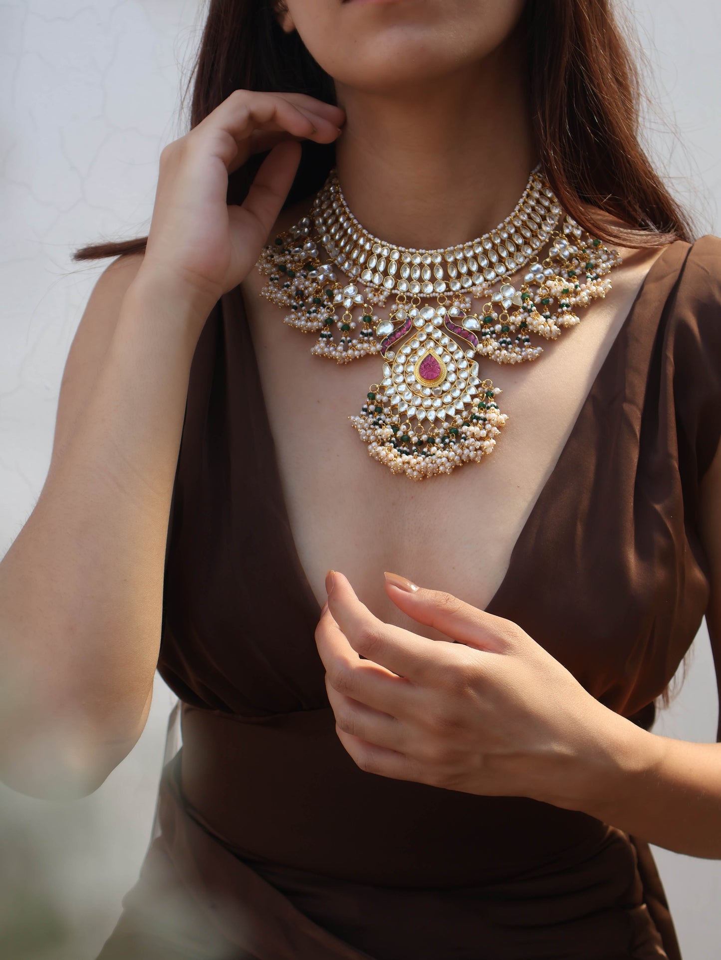 Savannah Red-Green Kundan Necklace