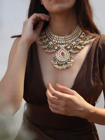 Savannah Red-Green Kundan Necklace