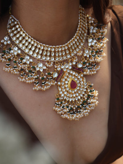 Savannah Red-Green Kundan Necklace