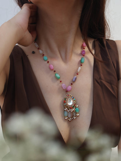 Lian Polki Multicolored Pendant Necklace