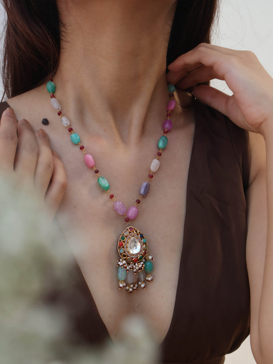 Lian Polki Multicolored Pendant Necklace