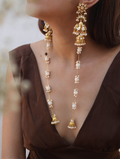 Vrinte Kundan Jhumka Long Earrings
