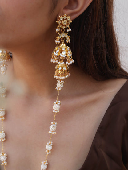 Vrinte Kundan Jhumka Long Earrings