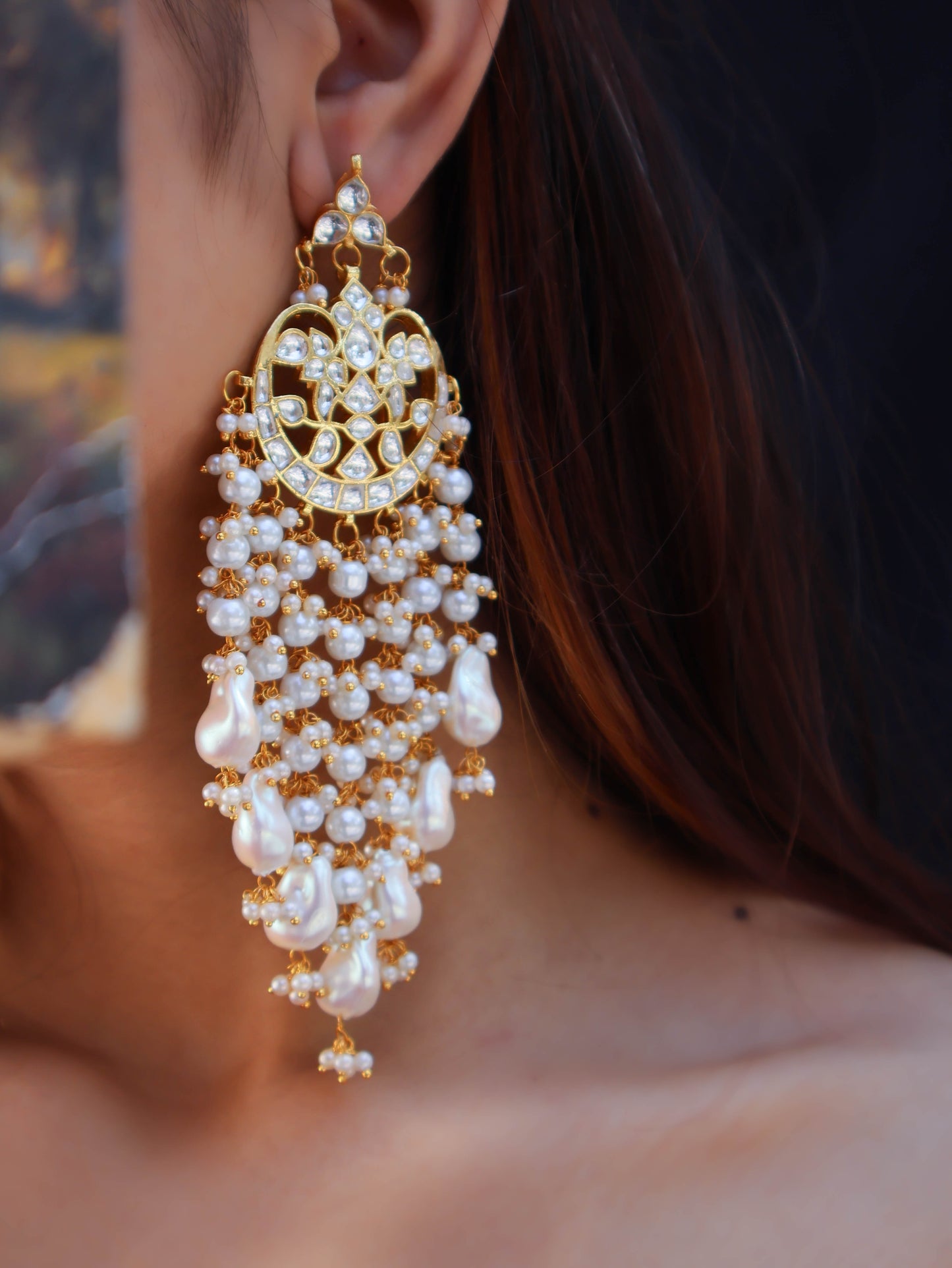 Zeenat Kundan Pearl Earrings