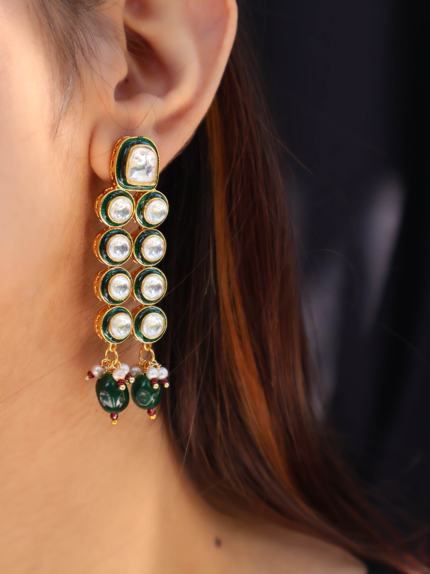 Sarah Green Polki Earrings