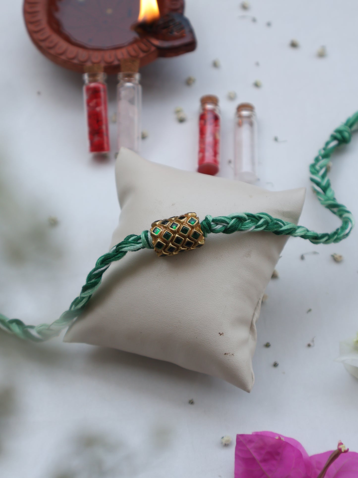 Aryan Green Kundan Rakhi