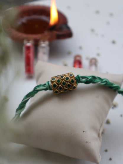Aryan Green Kundan Rakhi