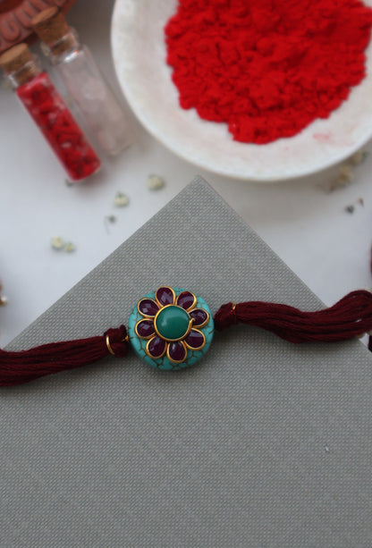 Jheel Turquoise Kundan Rakhi