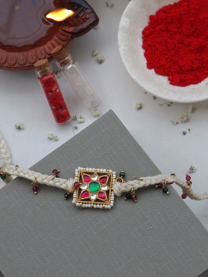Dev Red Green Kundan Rakhi