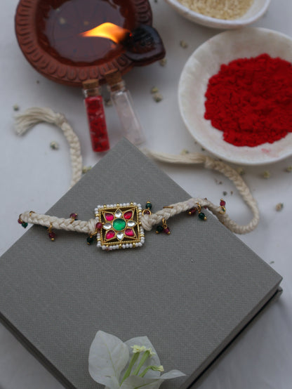 Dev Red Green Kundan Rakhi