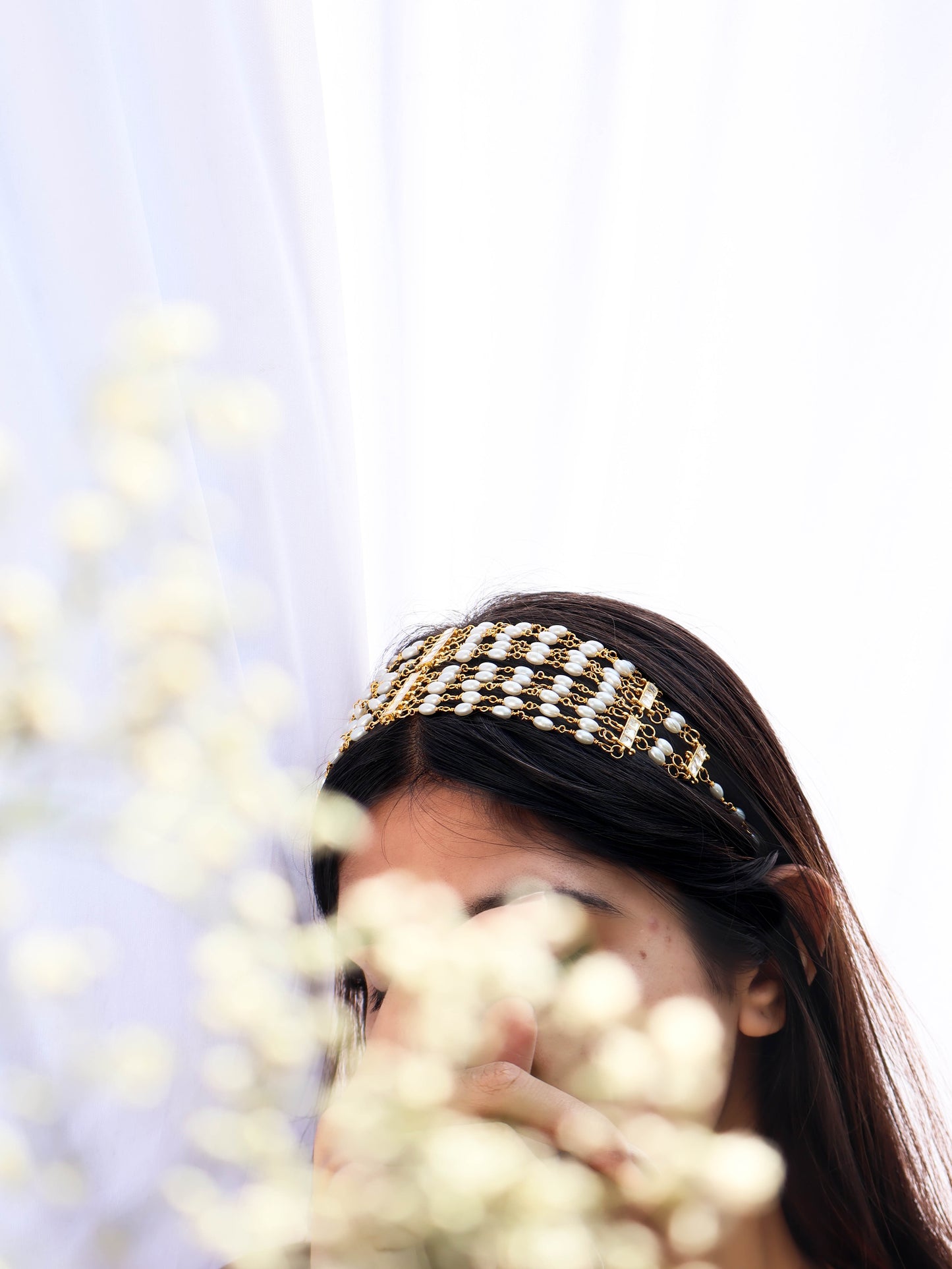 Aziza Kundan Pearl Headband