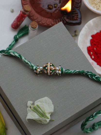 Moti Green Kundan Rakhi