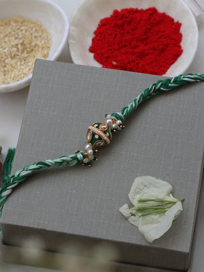 Moti Green Kundan Rakhi