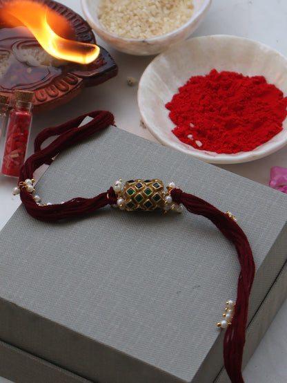 Aryan Red Kundan Rakhi