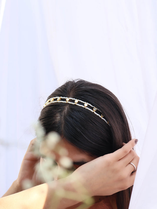 Nisha Kundan Pearl Headband