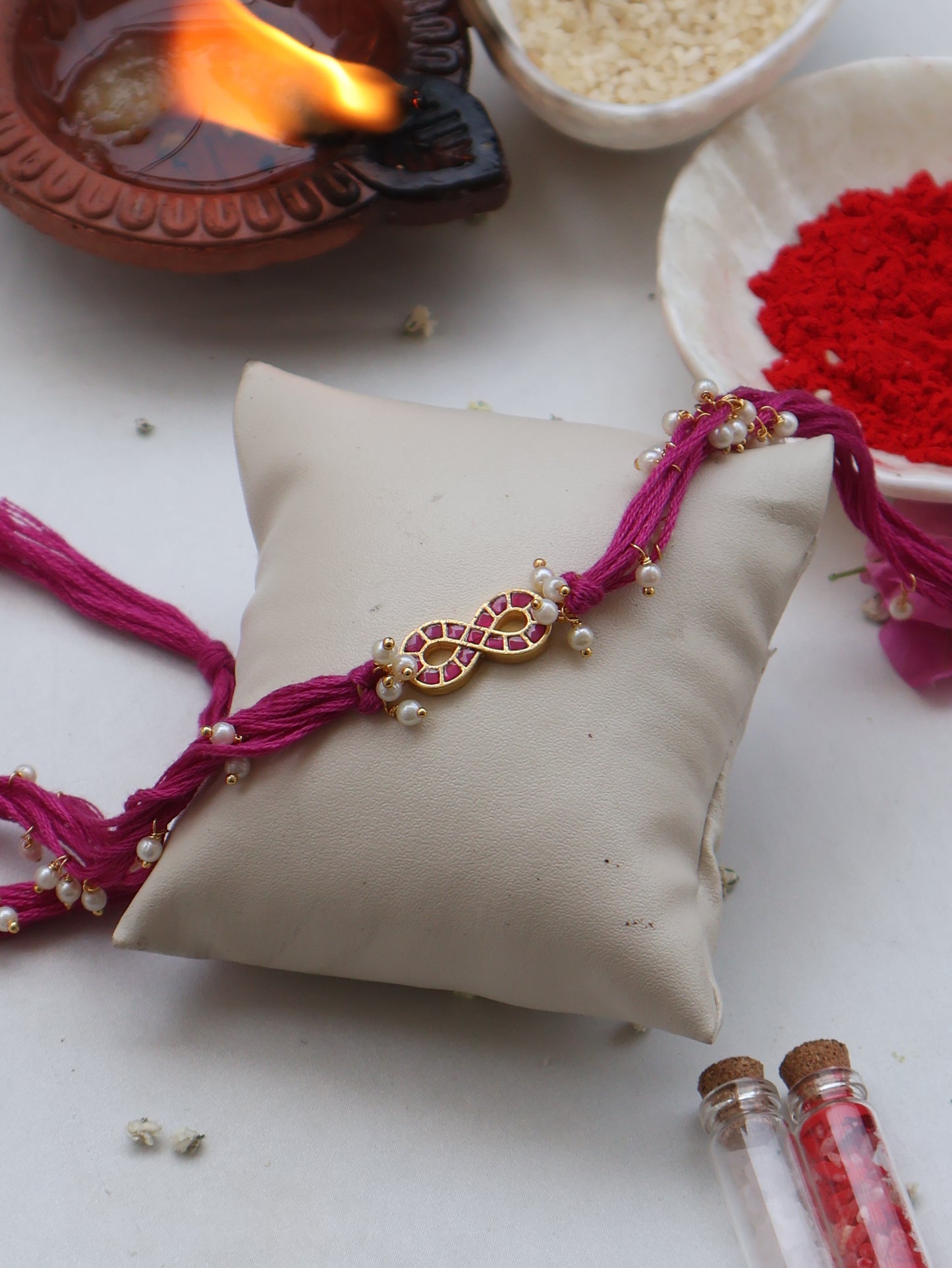Khair Pink Kundan Rakhi