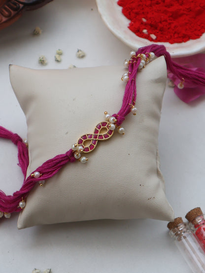 Khair Pink Kundan Rakhi
