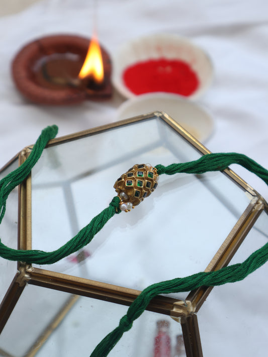 Keshav Green Kundan Rakhi
