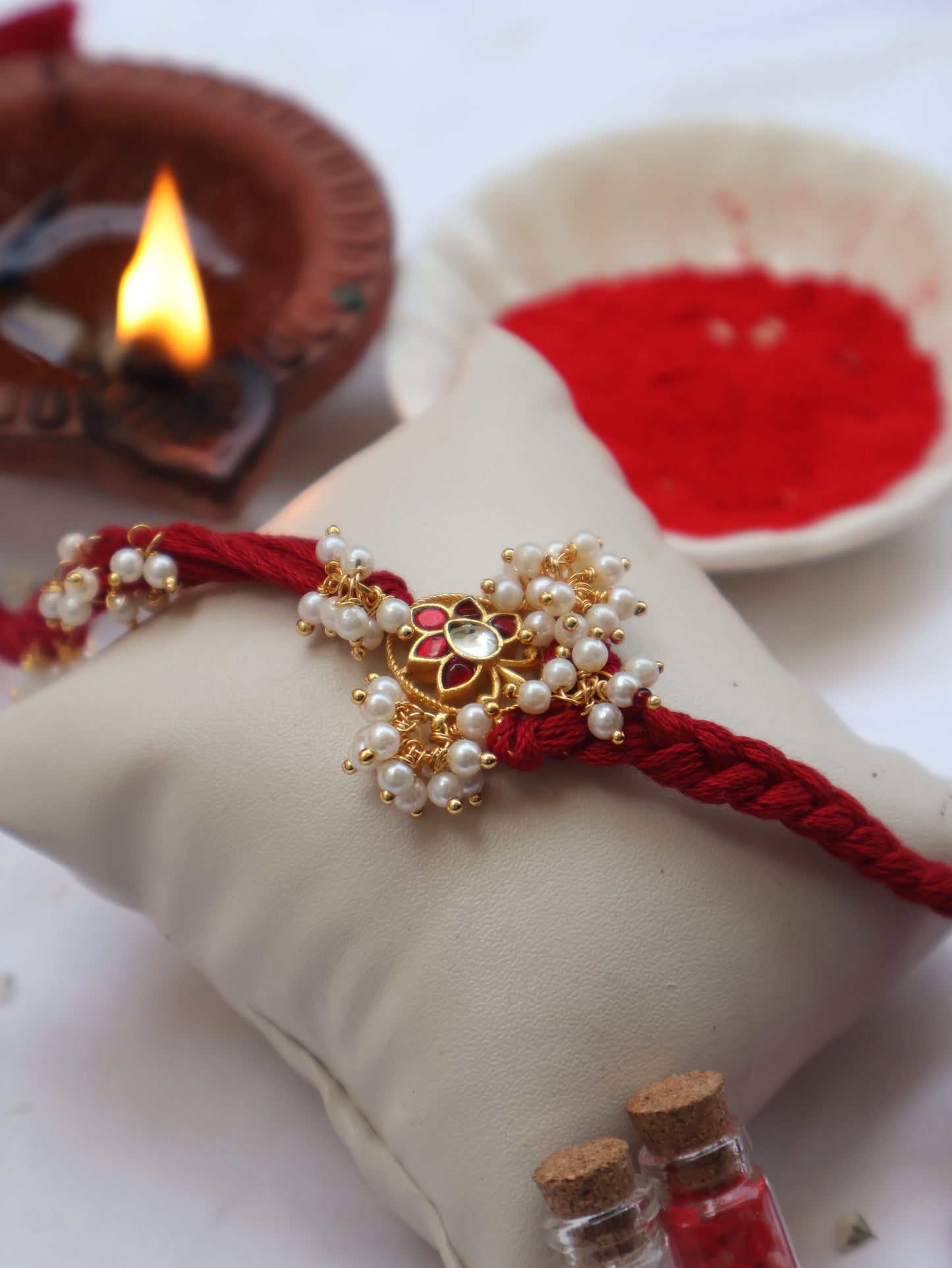 Levi Red Kundan Rakhi